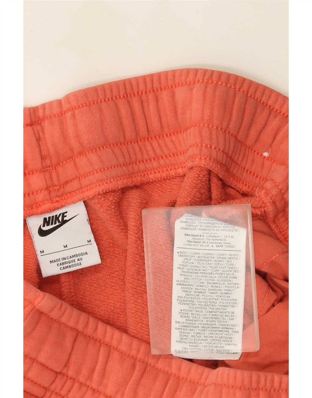 Nike Mens Graphic Tracksuit Trousers Joggers Medium Orange Cotton