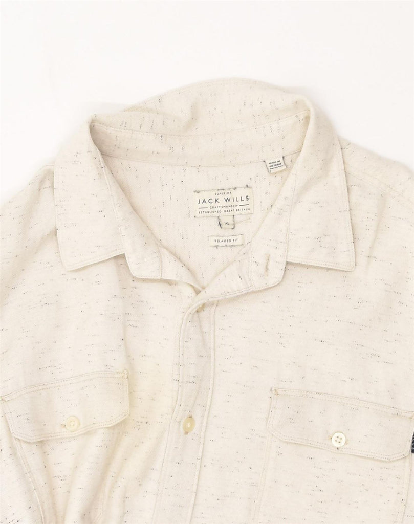 JACK WILLS Mens Relaxed Fit Shirt XL Beige Flecked Cotton | Vintage Jack Wills | Thrift | Second-Hand Jack Wills | Used Clothing | Messina Hembry 