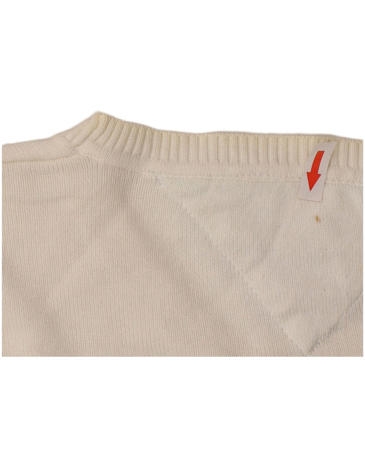 Tommy Hilfiger Mens Crew Neck Jumper Sweater Medium White Cotton