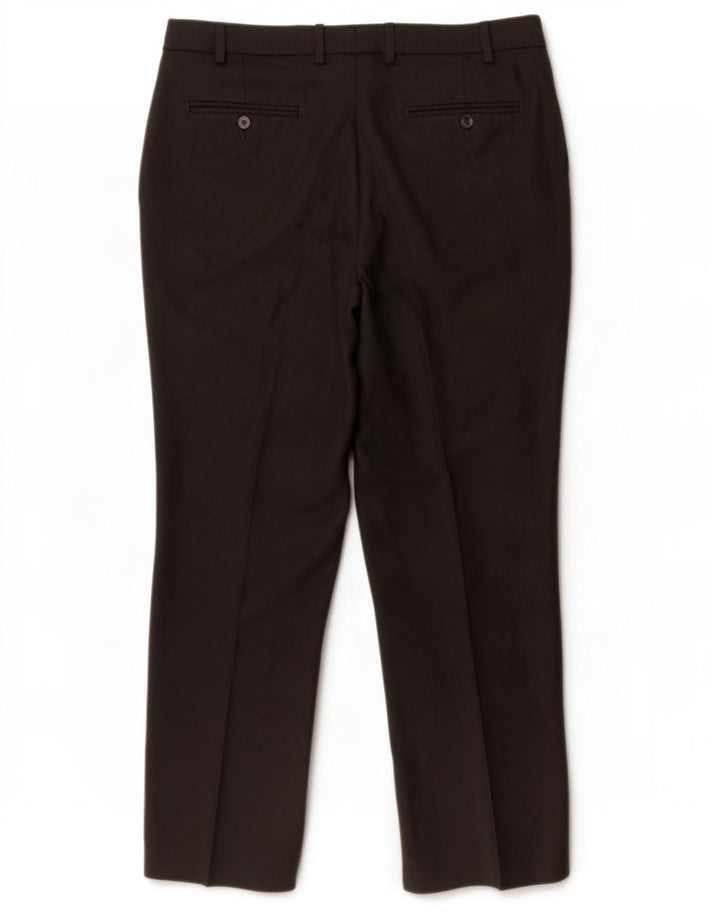 Marks & Spencer Mens Tailored Fit Pegged Suit Trousers W38 L31 Black Wool