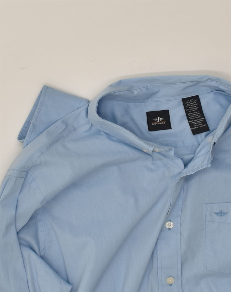 DOCKERS Mens Shirt Large Blue Cotton | Vintage Dockers | Thrift | Second-Hand Dockers | Used Clothing | Messina Hembry 