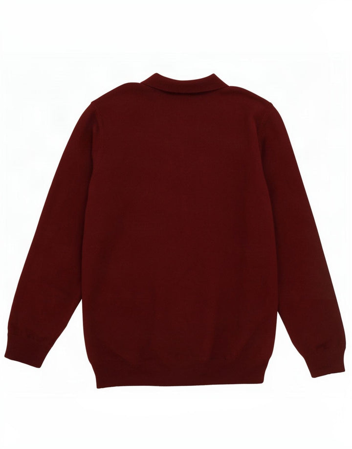 Massimo Dutti Mens Polo Neck Jumper Sweater Large Burgundy Wool