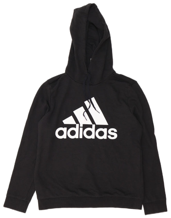 Adidas Womens Graphic Hoodie Jumper UK 16/18 Large Black Cotton