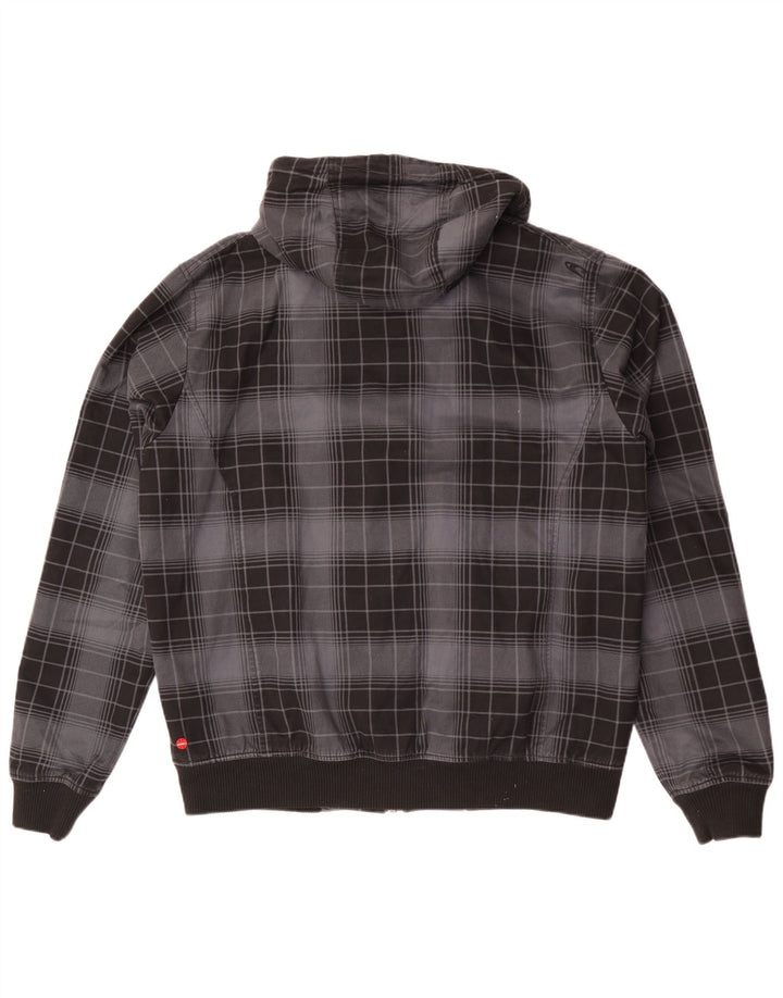 O'Neill Mens Hooded Bomber Jacket UK 42 XL Black Check Cotton