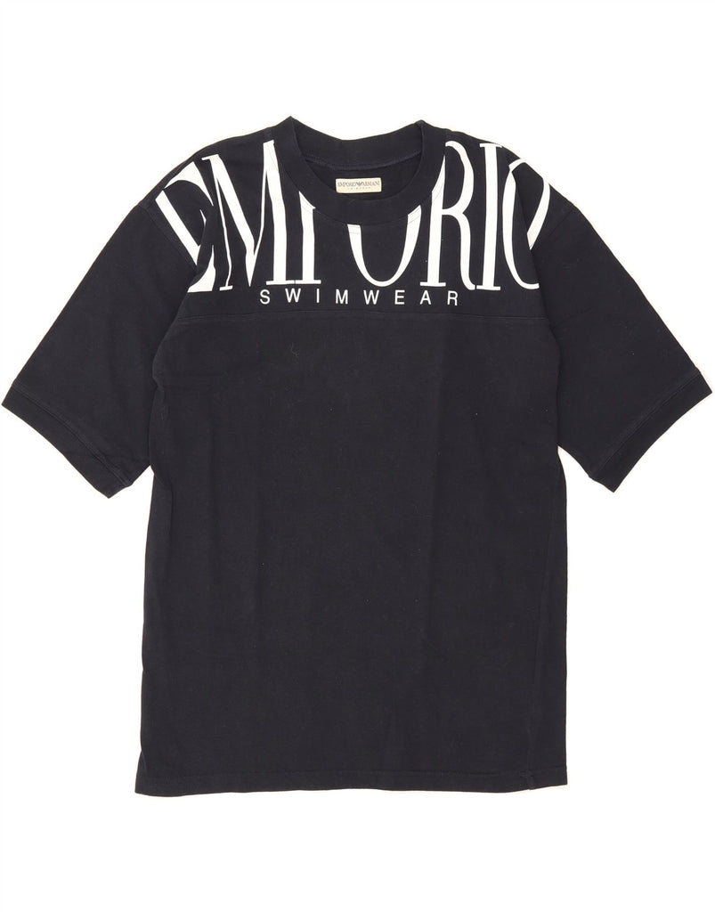 EMPORIO ARMANI Mens Graphic T-Shirt Top Medium Navy Blue Cotton Vintage Emporio Armani and Second-Hand Emporio Armani from Messina Hembry 