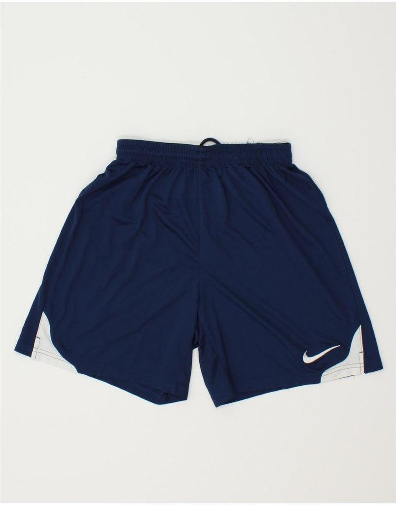 NIKE Mens Dri Fit Graphic Sport Shorts Small Navy Blue Colourblock | Vintage Nike | Thrift | Second-Hand Nike | Used Clothing | Messina Hembry 
