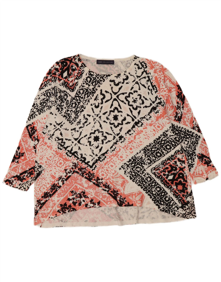 Marks & Spencer Womens Top 3/4 Sleeve UK 14 Large Multicoloured Floral