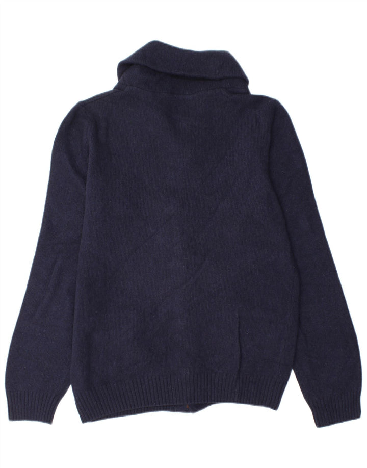 Brooksfield Mens Cardigan Sweater IT 48 Small Navy Blue Wool