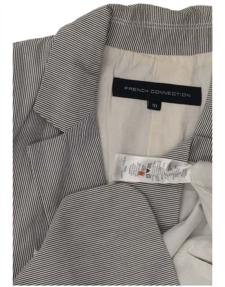 FRENCH CONNECTION Womens Blazer Jacket UK 10 Small  Blue Pinstripe