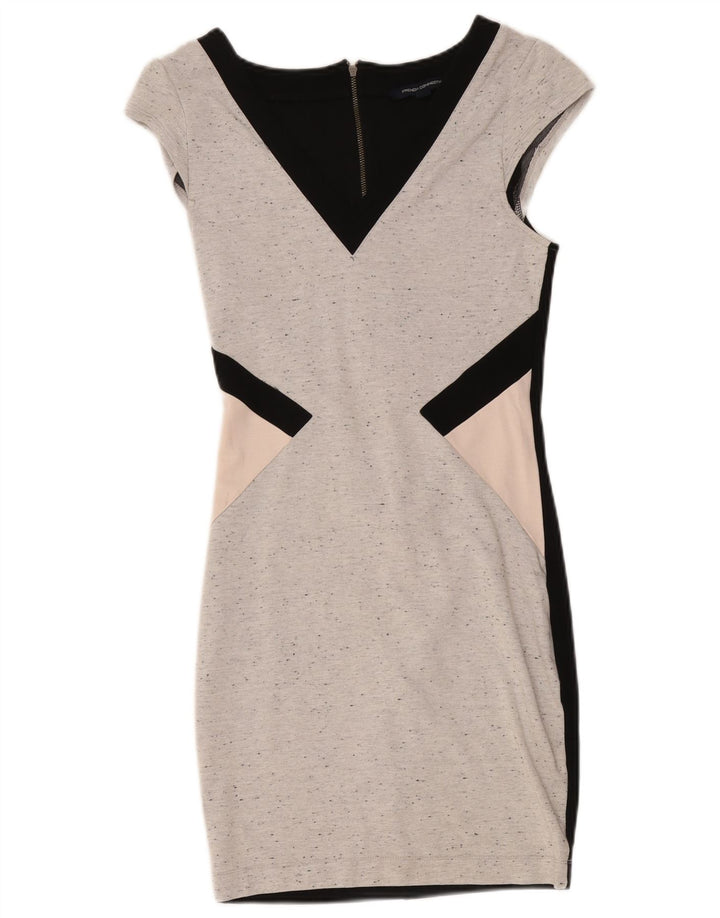 French Connection Womens Sheath Dress UK 12 Medium Grey Colourblock Viscose