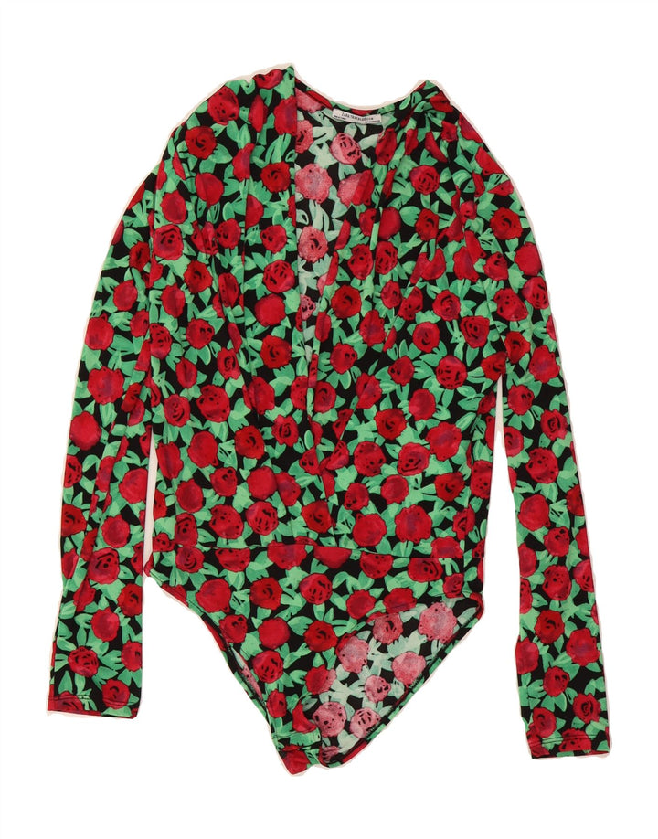 ZARA Womens Bodysuit UK 10 Small Multicoloured Floral Polyester Vintage Zara and Second-Hand Zara from Messina Hembry 