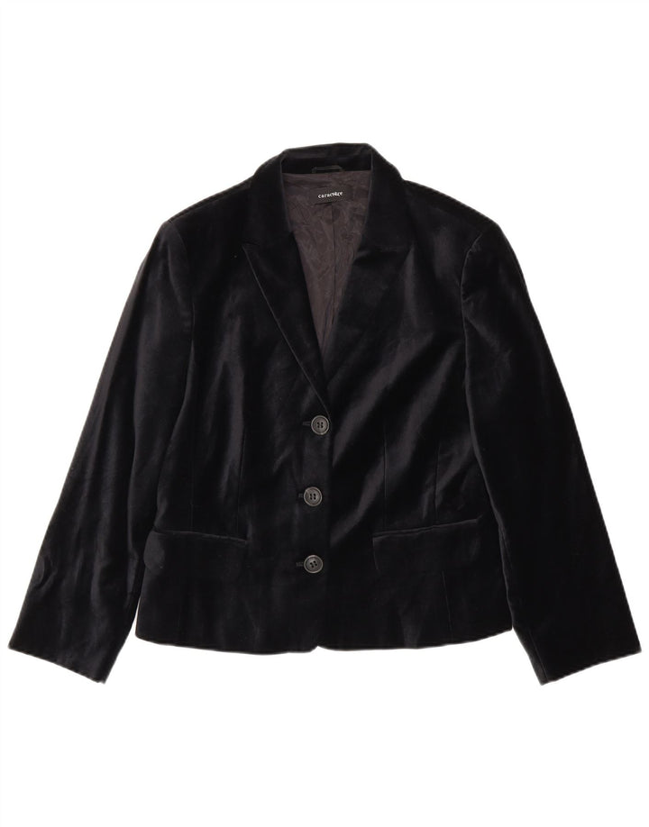 Caractere Womens 3 Button Blazer Jacket UK 16 Large  Black Cotton