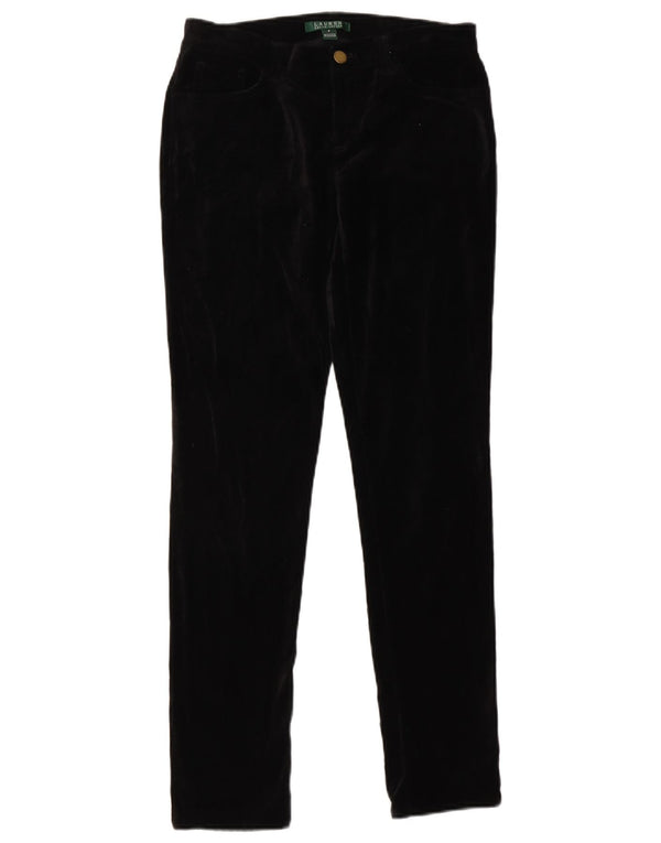 Ralph Lauren Womens Velvet Slim Casual Trousers US 2 XS W25 L30 Black