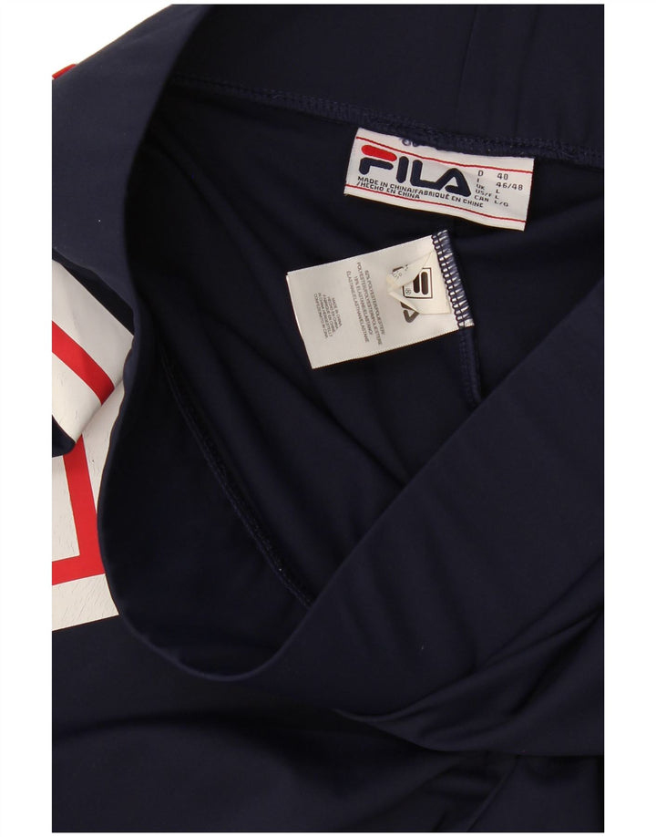 Fila Womens Graphic Leggings UK 14 Large Navy Blue Geometric Polyester