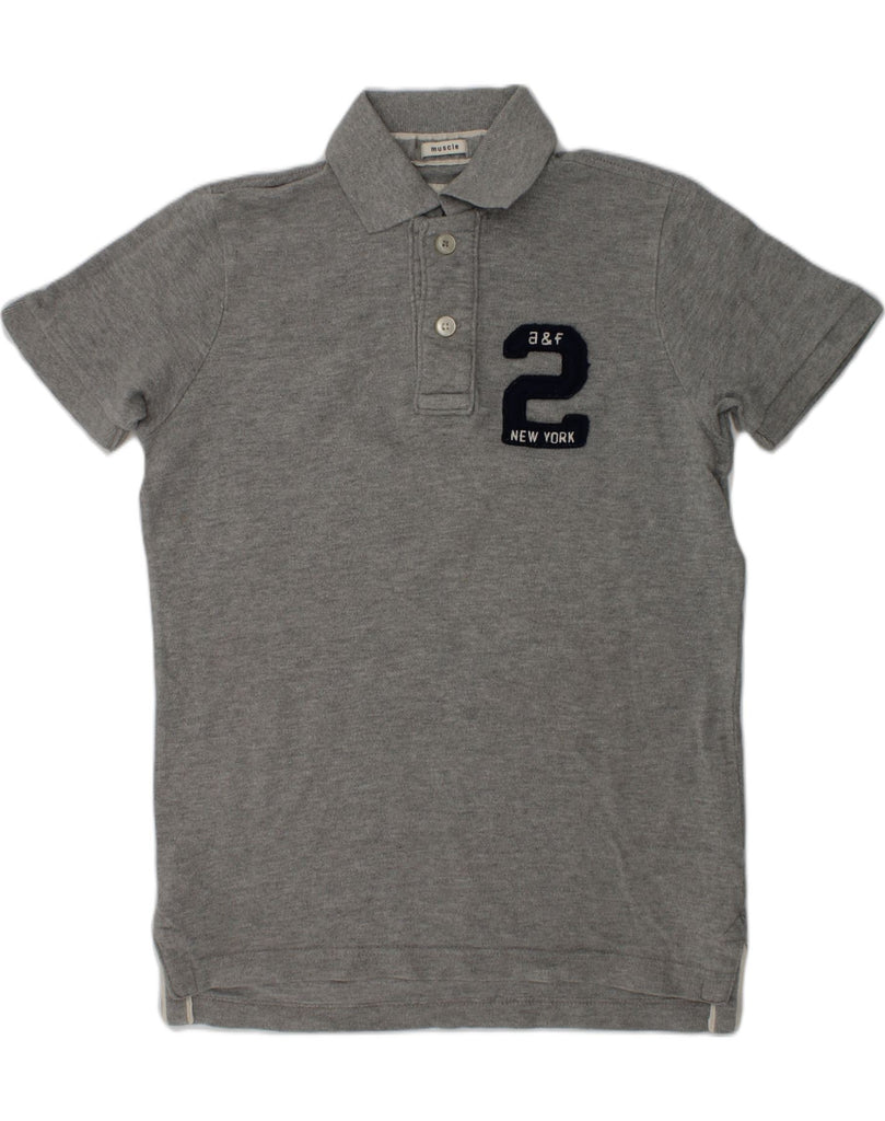 ABERCROMBIE & FITCH Boys Muscle Graphic Polo Shirt 9-10 Years Grey Cotton | Vintage Abercrombie & Fitch | Thrift | Second-Hand Abercrombie & Fitch | Used Clothing | Messina Hembry 