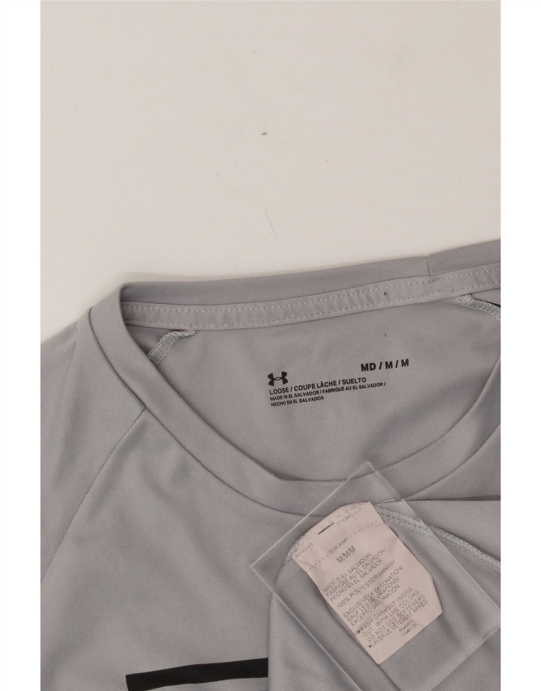 UNDER ARMOUR Mens Graphic T-Shirt Top Medium Grey Polyester Vintage Under Armour and Second-Hand Under Armour from Messina Hembry 