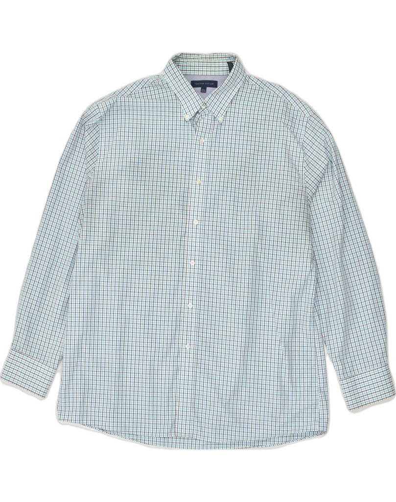 TOMMY HILFIGER Mens Shirt Size 17 1/2 XL Blue Check Cotton | Vintage Tommy Hilfiger | Thrift | Second-Hand Tommy Hilfiger | Used Clothing | Messina Hembry 