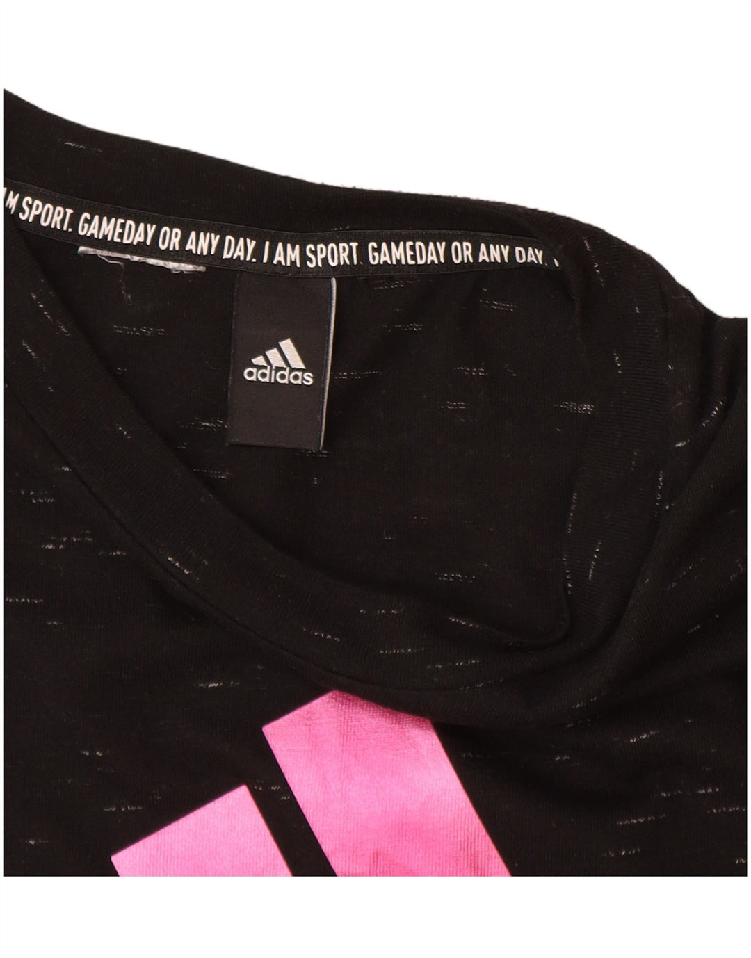 Adidas Womens Graphic T-Shirt Top UK 12 Medium Black Flecked