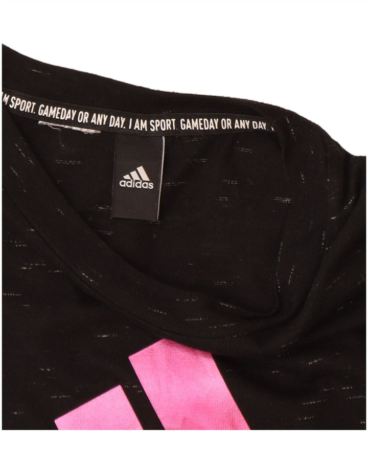 Adidas Womens Graphic T-Shirt Top UK 12 Medium Black Flecked