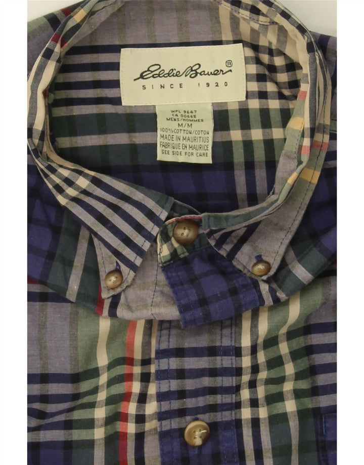 EDDIE BAUER Mens Shirt Medium Navy Blue Check Cotton Vintage Eddie Bauer and Second-Hand Eddie Bauer from Messina Hembry 
