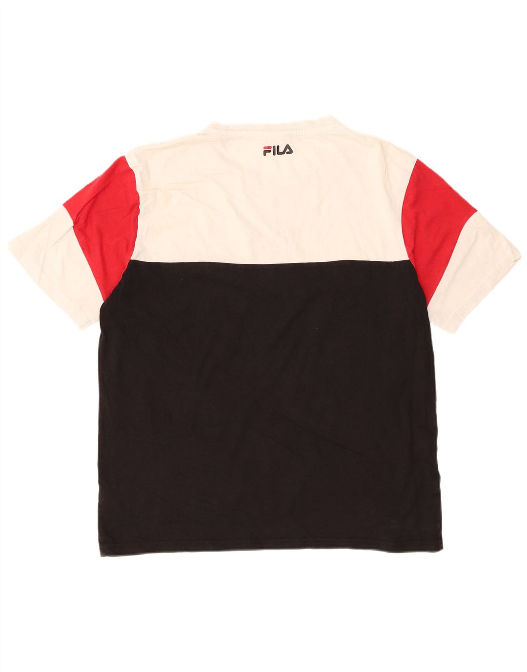 FILA Mens T-Shirt Top XL Black Colourblock Cotton