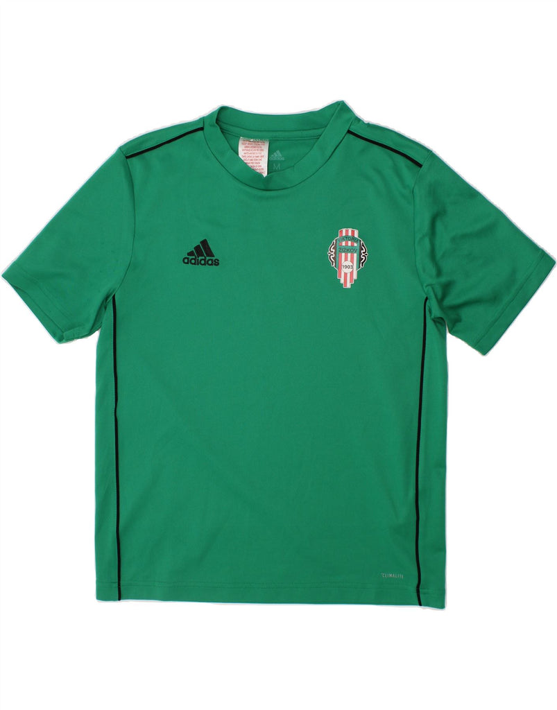 ADIDAS Boys Climalite Graphic T-Shirt Top 11-12 Years Medium Green Vintage Adidas and Second-Hand Adidas from Messina Hembry 