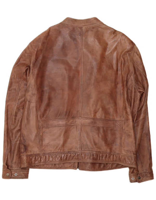 Vintage Mens Leather Jacket IT 60 4XL Brown