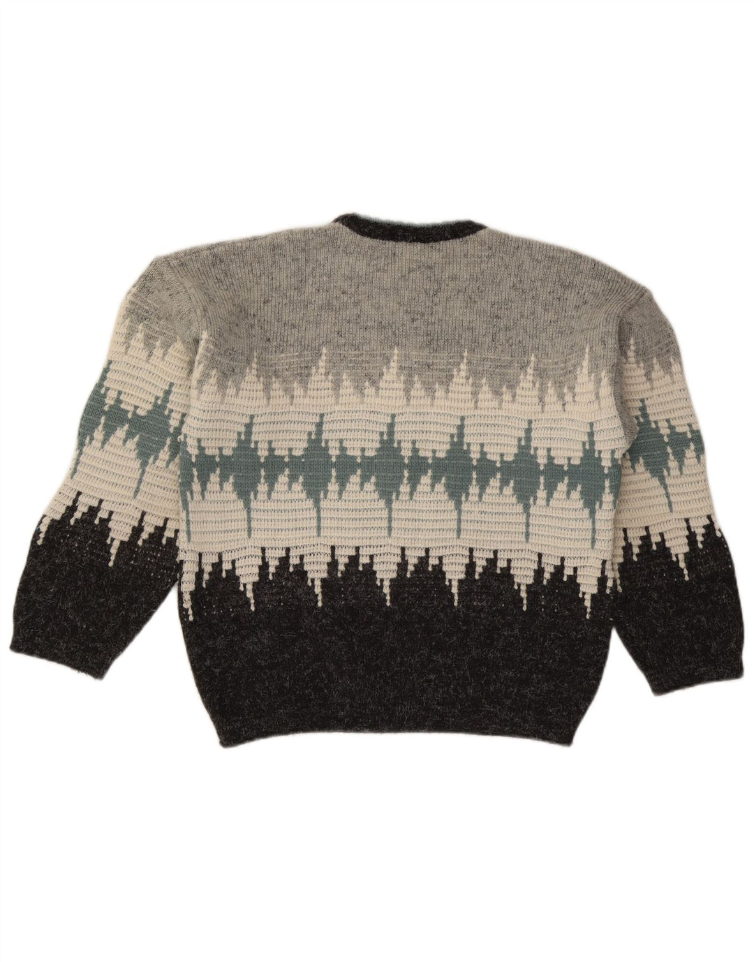 Ciao Mens Crew Neck Jumper Sweater Medium Grey Colourblock Acrylic