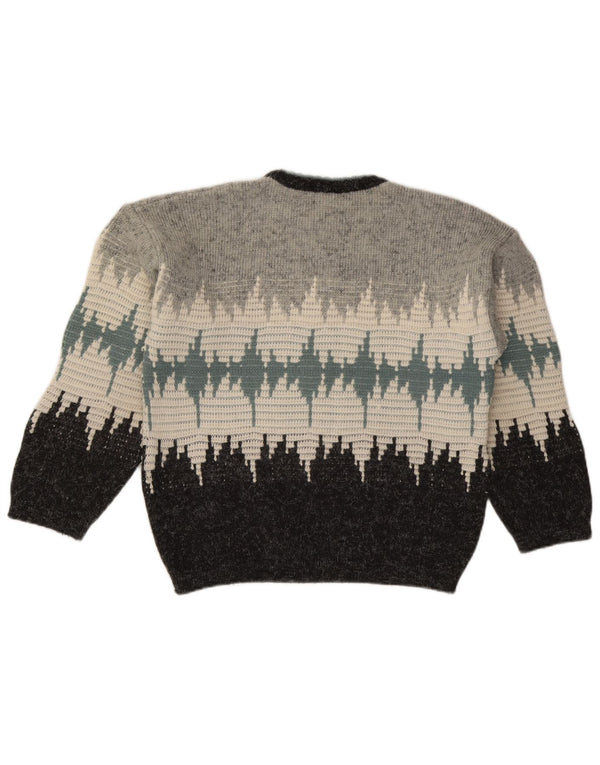 Ciao Mens Crew Neck Jumper Sweater Medium Grey Colourblock Acrylic