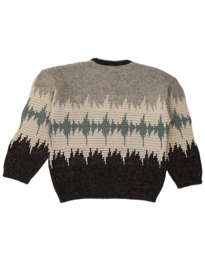 Ciao Mens Crew Neck Jumper Sweater Medium Grey Colourblock Acrylic