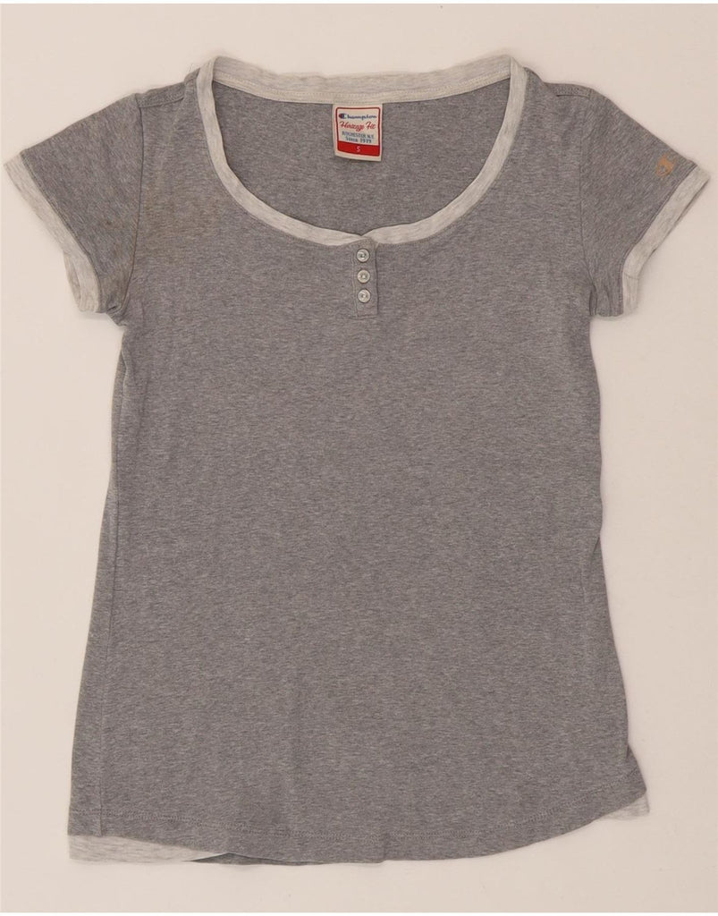 CHAMPION Womens Heritage Fit Herritage Fit T-Shirt Top UK 8 Small Grey Vintage Champion and Second-Hand Champion from Messina Hembry 