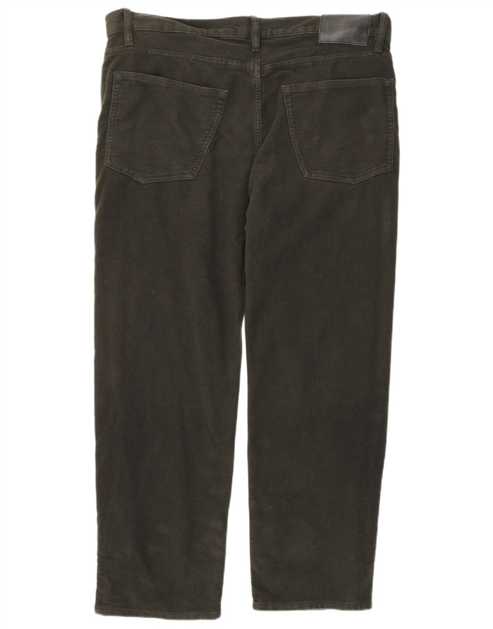 MARKS & SPENCER Mens Straight Casual Trousers W36 L29  Green Cotton