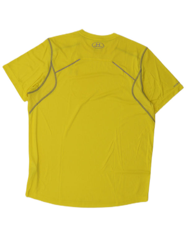 Under Armour Mens Heat Gear T-Shirt Top XL Yellow Polyester