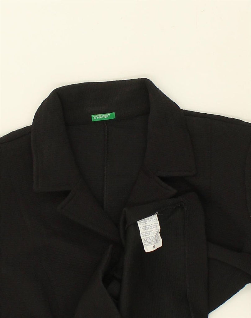 BENETTON Womens 4 Button Blazer Jacket UK 12 Medium Black Polyester | Vintage Benetton | Thrift | Second-Hand Benetton | Used Clothing | Messina Hembry 