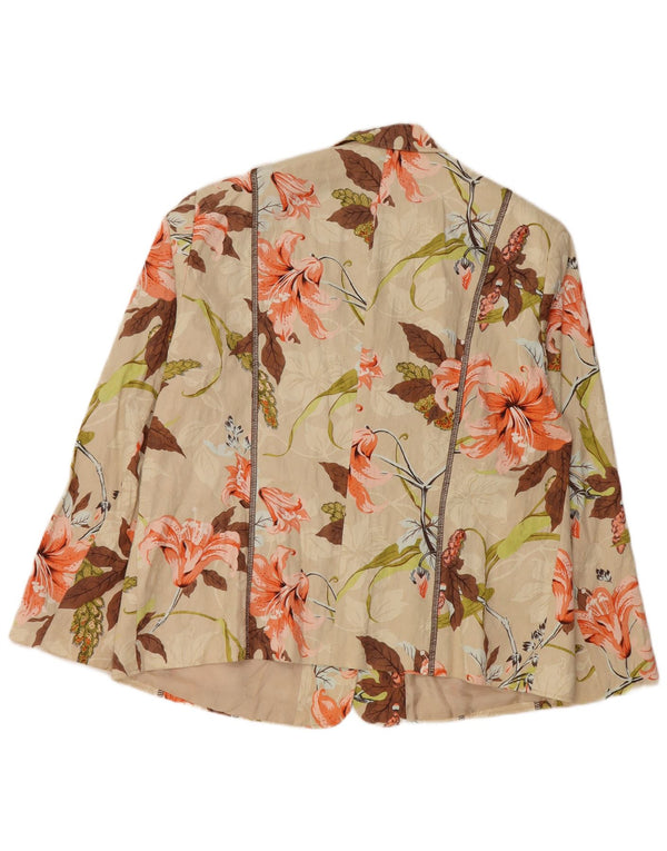 GERRY WEBER Womens 3/4 Sleeve Blazer Jacket UK 20 2XL Beige Floral