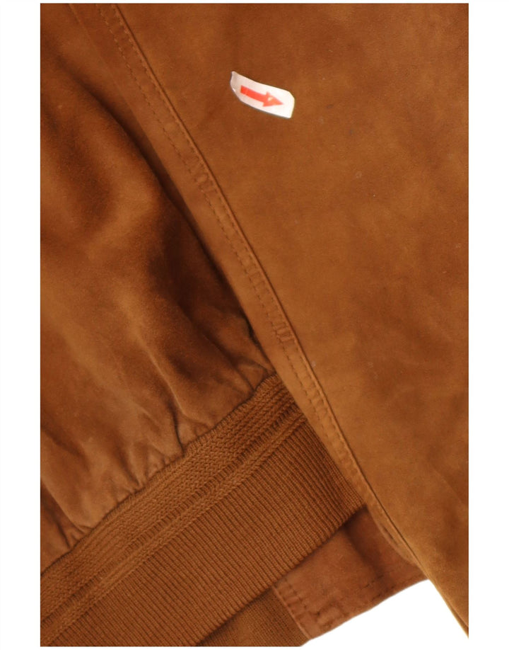 Vintage Mens Suede Bomber Jacket IT 50 Large Brown Leather