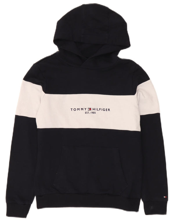 Tommy Hilfiger Boys Graphic Hoodie Jumper 11-12 Years Navy Blue Colourblock