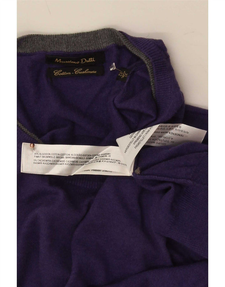 Massimo Dutti Mens Crew Neck Jumper Sweater XL Purple Cotton