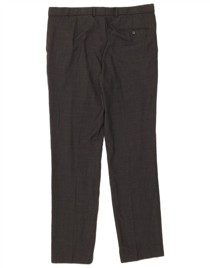 Marks & Spencer Mens Tailored Slim Suit Trousers W36 L33 Grey Check Wool