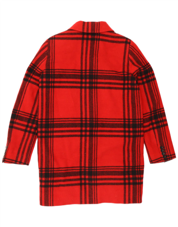 Vintage Womens Overcoat IT 42 Medium Red Check Wool