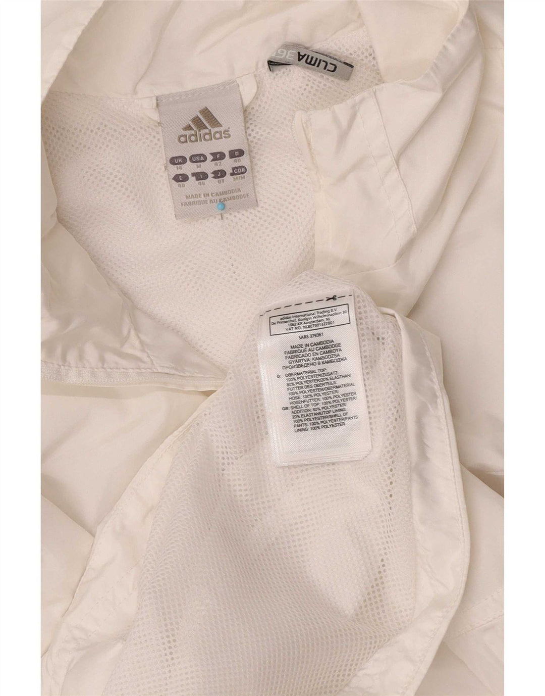 Adidas Womens Clima 365 Tracksuit Top Jacket UK 14 Medium White Polyester