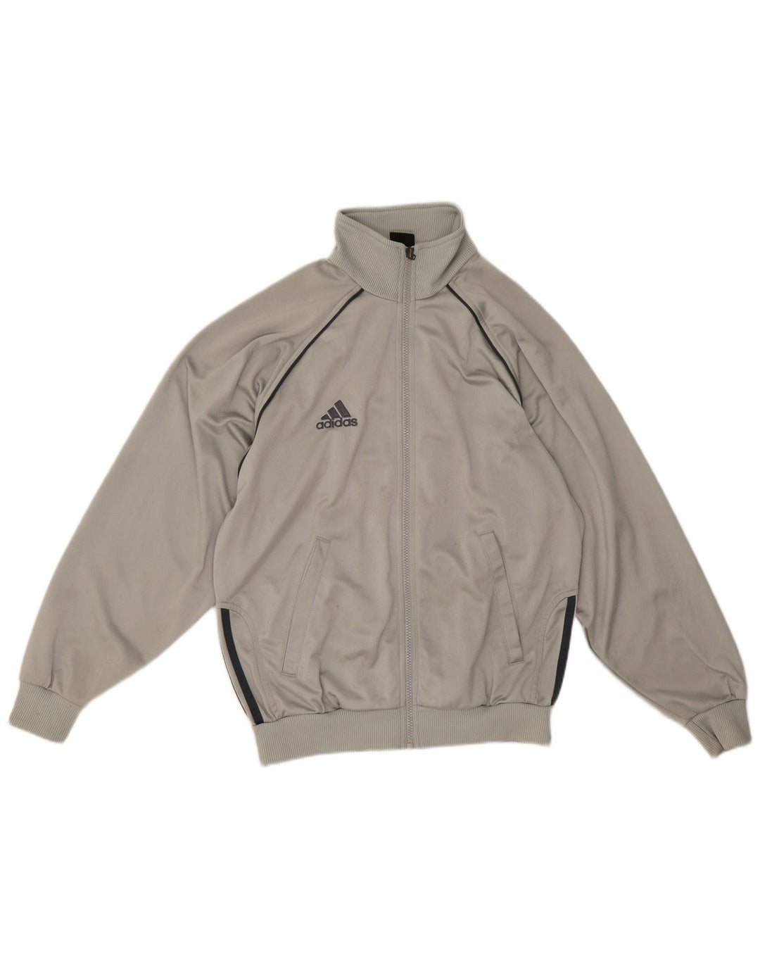 Adidas Boys Tracksuit Top Jacket 13-14 Years Grey Colourblock Polyester