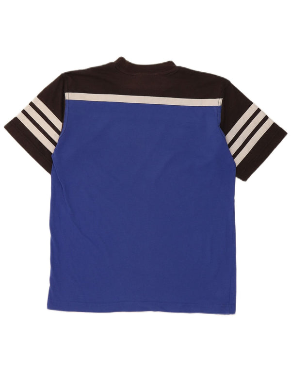 Adidas Boys T-Shirt Top 11-12 Years Blue Colourblock Cotton