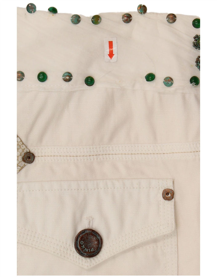 PINKO Womens Cargo Shorts UK 12 Medium W32  White Cotton