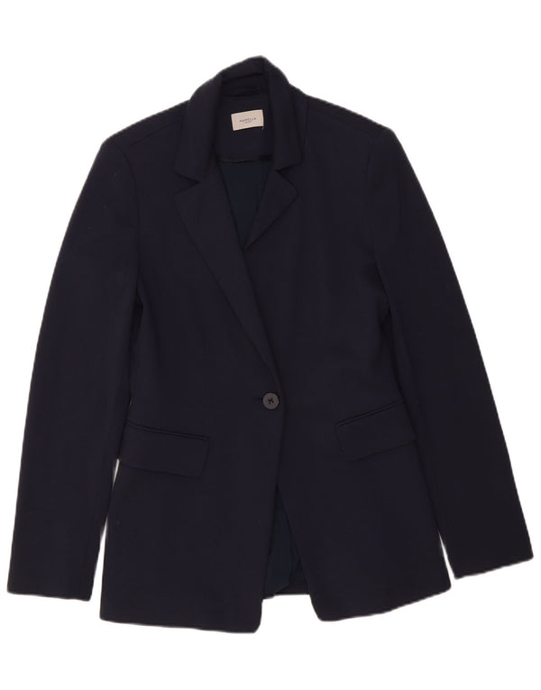 Marella Womens 1 Button Blazer Jacket UK 8 Small Navy Blue Viscose