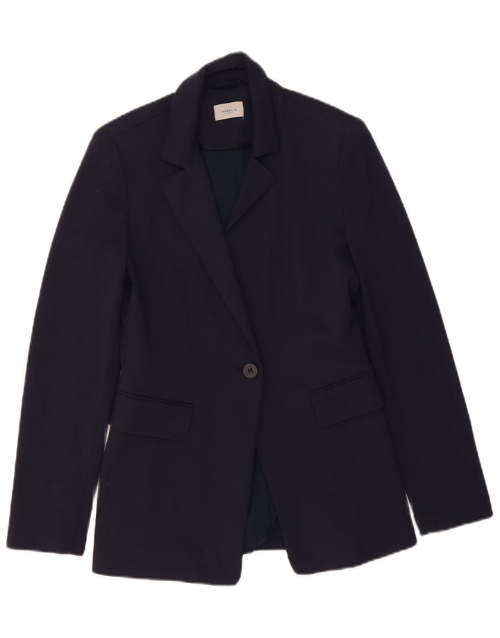 Marella Womens 1 Button Blazer Jacket UK 8 Small Navy Blue Viscose
