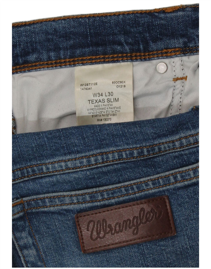 Wrangler Mens Texas Slim Jeans W34 L30 Blue Cotton