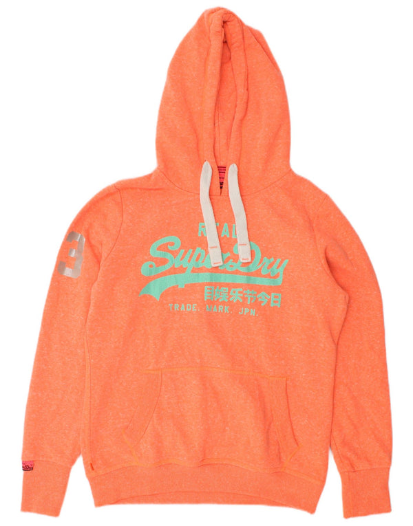 Superdry Womens Graphic Hoodie Jumper UK 16 Large Orange Flecked Polyester