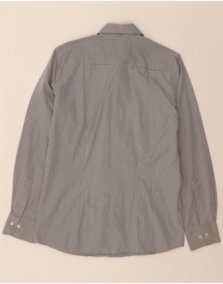 WALL STREET Mens Shirt Small Grey Gingham Cotton Vintage Wall Street and Second-Hand Wall Street from Messina Hembry 