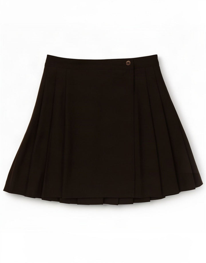 Sisley Womens Wrap Pleated Skirt Small W28 Brown Wool